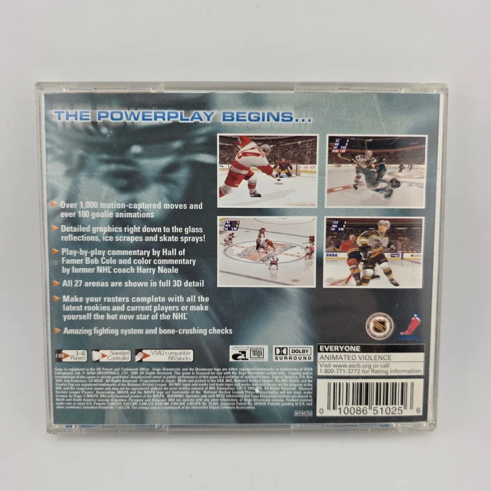 Sega Sports NHL 2K Sega Dreamcast‎ Game 1999 Hockey Video Game AS IS